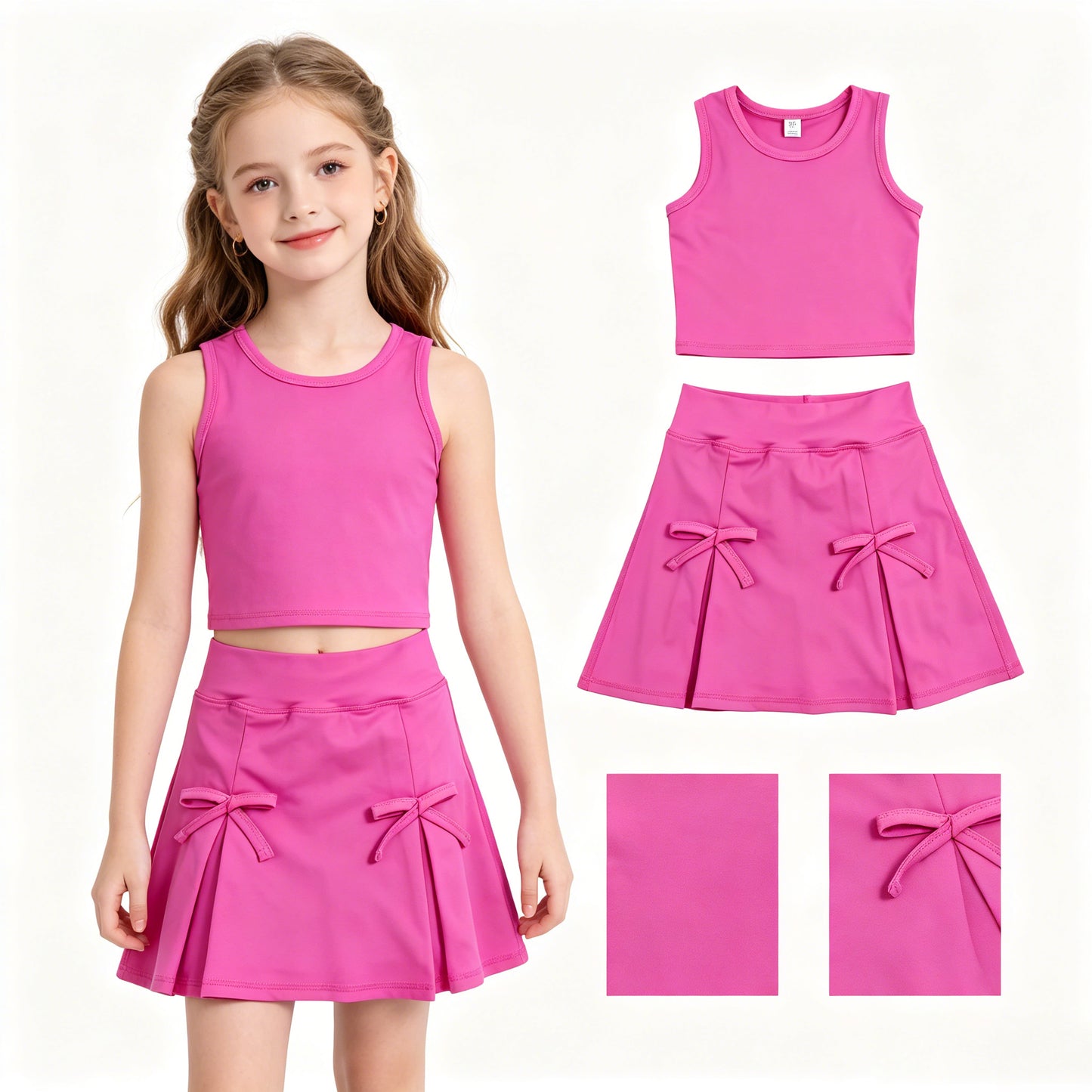 Hot pink tank top matching yoga skirts active wear outfit