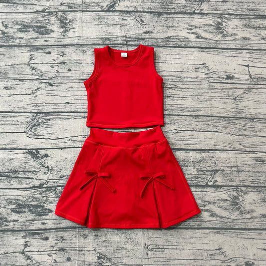 Red tank top matching yoga skirts active wear outfit preorder