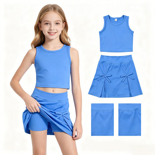 Aqua tank top matching yoga skirts active wear outfit