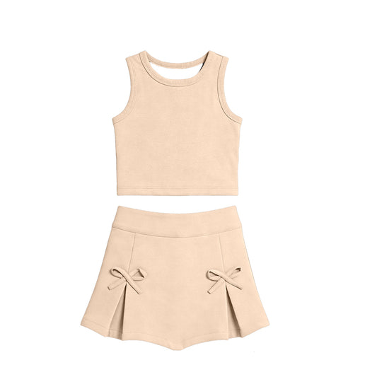 Khaki tank top matching yoga skirts active wear outfit preorder