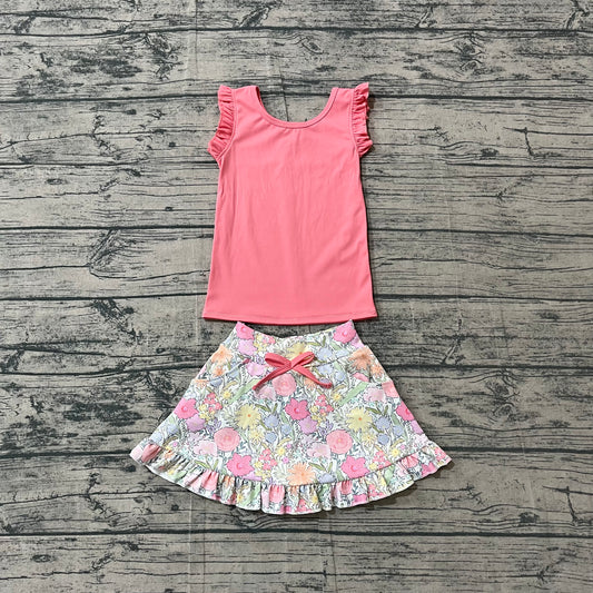 Coral tank top matching yoga skirts girls active wear outfit preorder