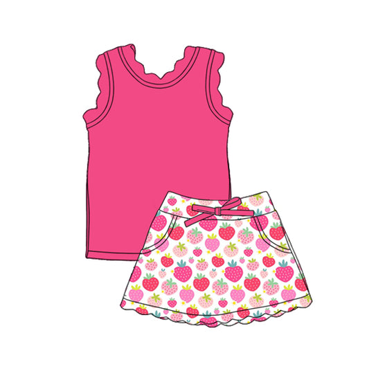 Hot pink tank top matching yoga skirts girls active wear outfit preorder