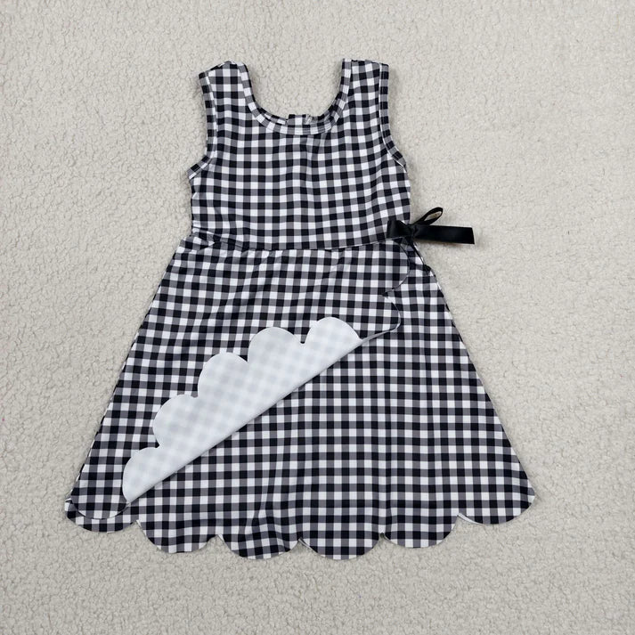 Toddle girls black plaid design yoga dress