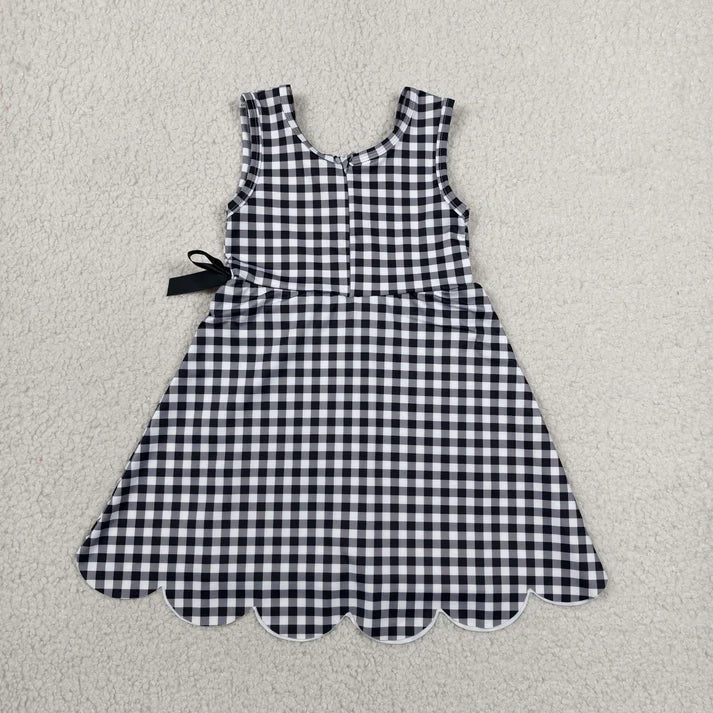 Toddle girls black plaid design yoga dress