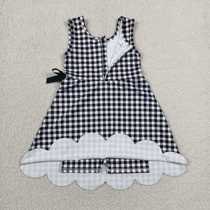 Toddle girls black plaid design yoga dress