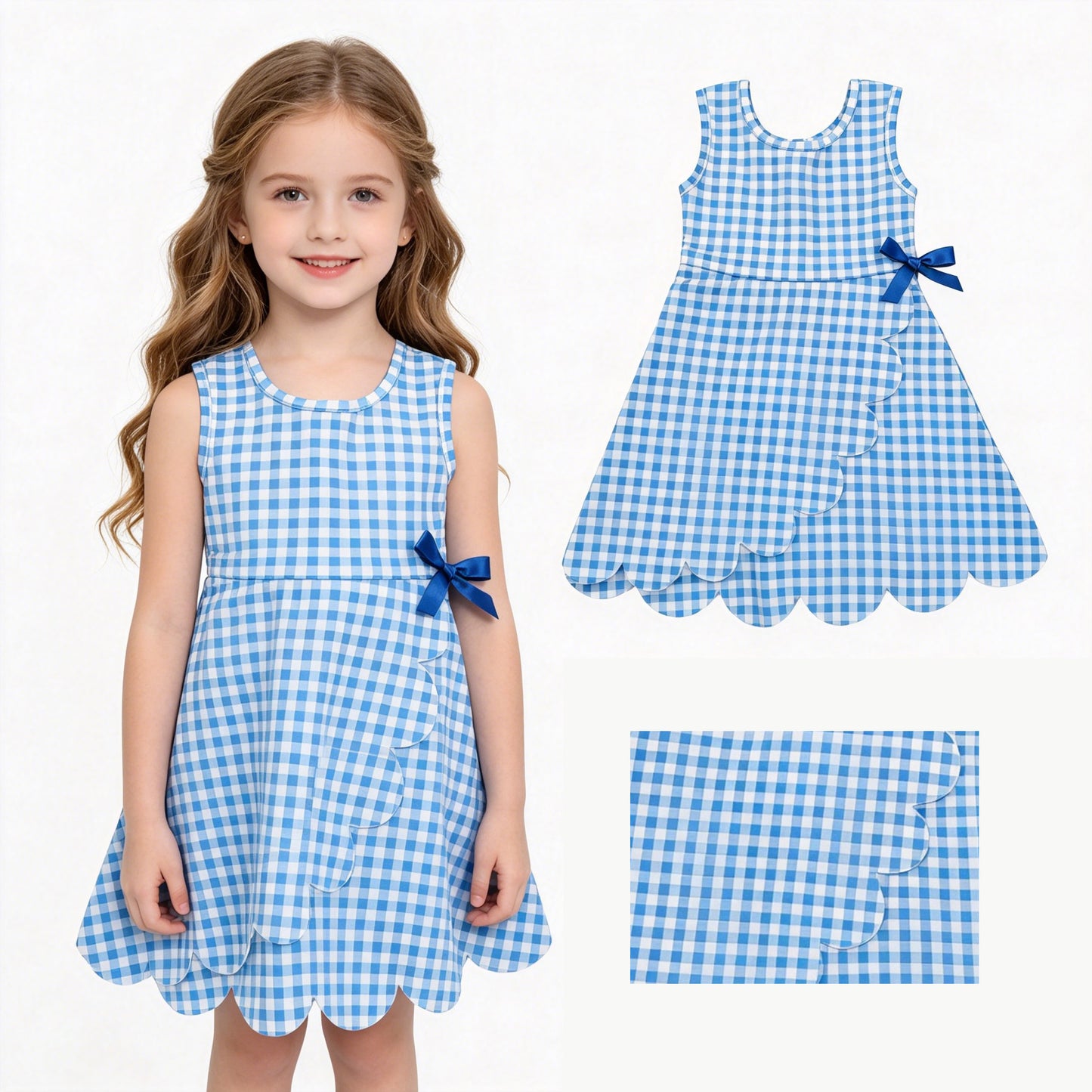 Toddle girls blue plaid design yoga dress