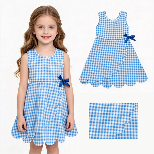 Toddle girls blue plaid design yoga dress