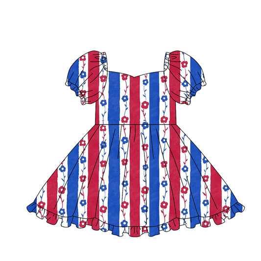 Toddle girls America flowers July 4th design yoga dress preorder