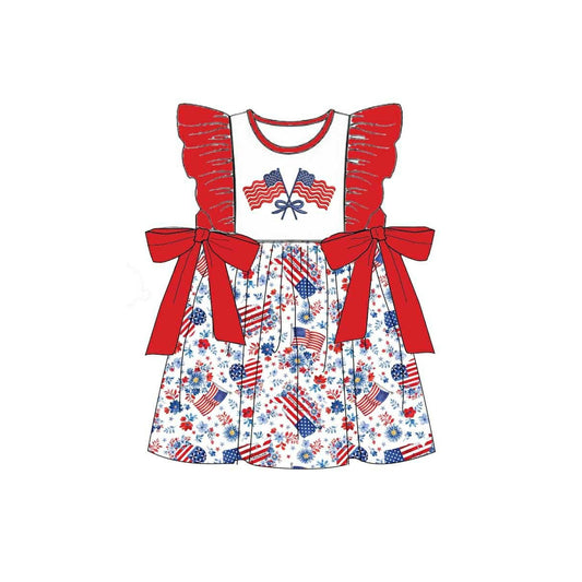 Toddle girls America flag July 4th design dress preorder