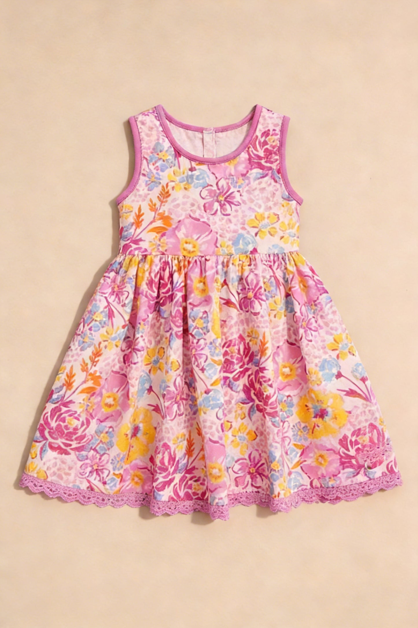 Toddle girls pink flowers design dress preorder