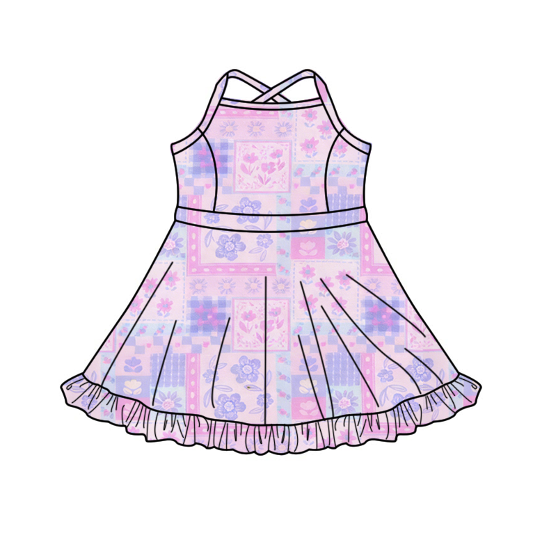 Toddle girls lavender flowers design yoga dress preorder