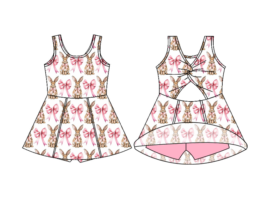 Toddle girls easter bunny pink bow design yoga dress preorder