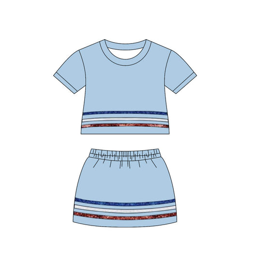 Blue top matching shorts girls summer outfit preorder