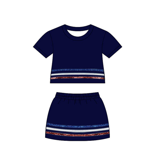 Navy top matching shorts girls summer outfit preorder