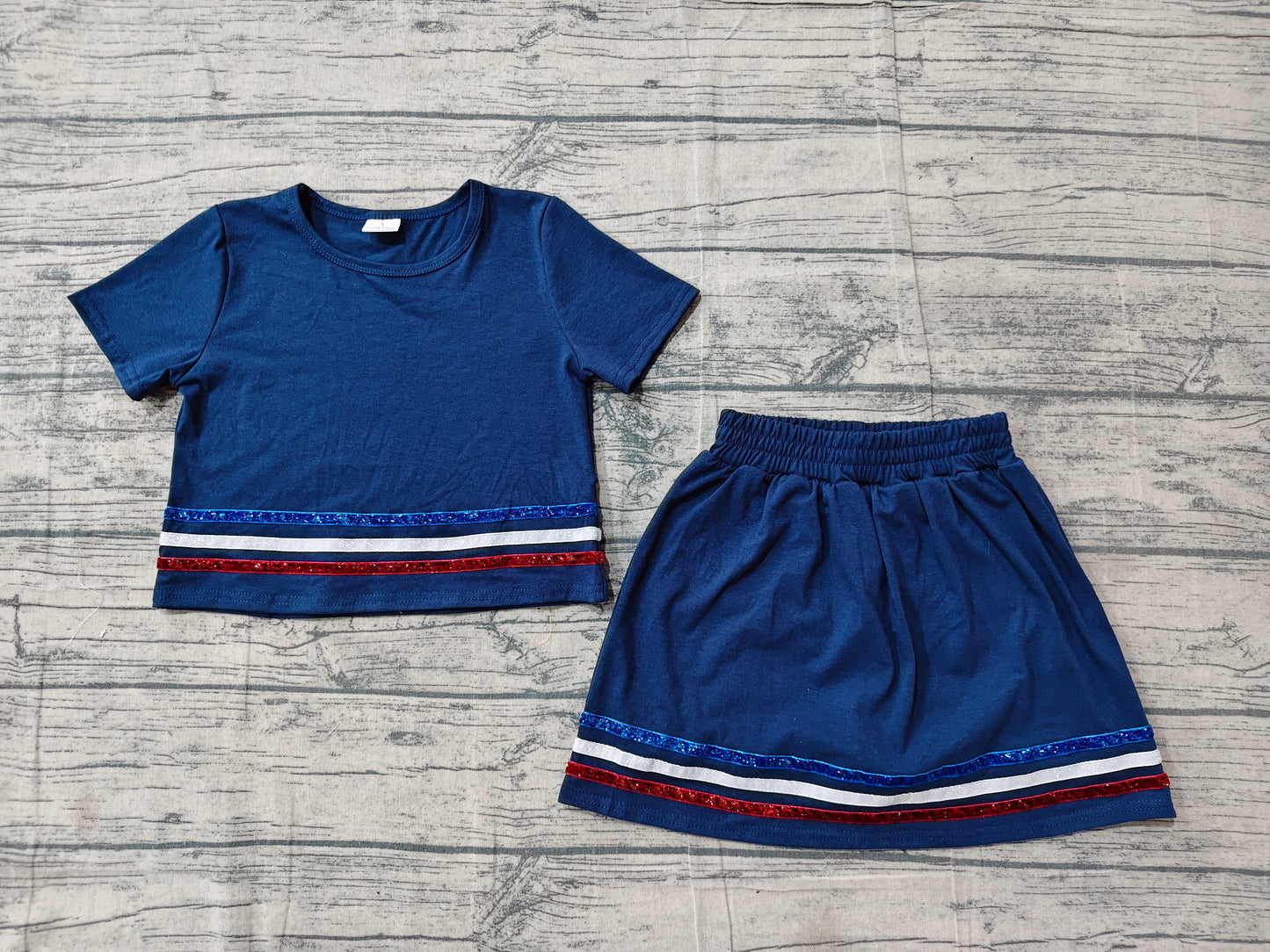 Navy top matching shorts girls summer outfit preorder