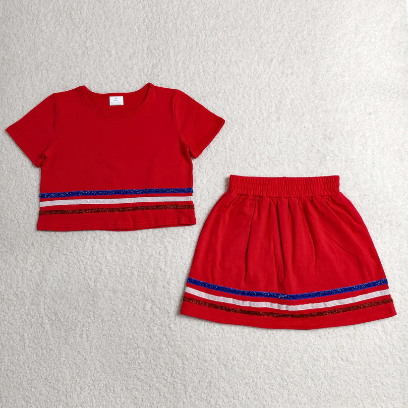 Navy top matching shorts girls summer outfit