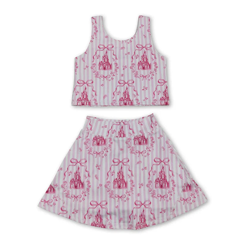 Baby girls cartoon mouse active wear athletic summer yoga skirt outfit