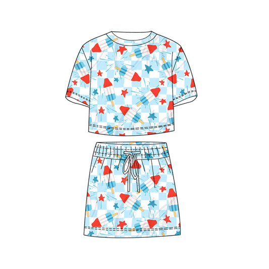 July 4th popsicle top matching skirts girls summer outfit preorder