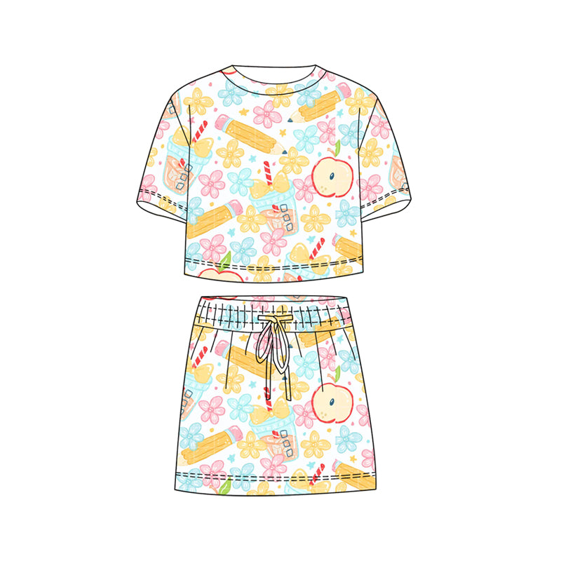 Back to school top matching skirts girls summer outfit preorder