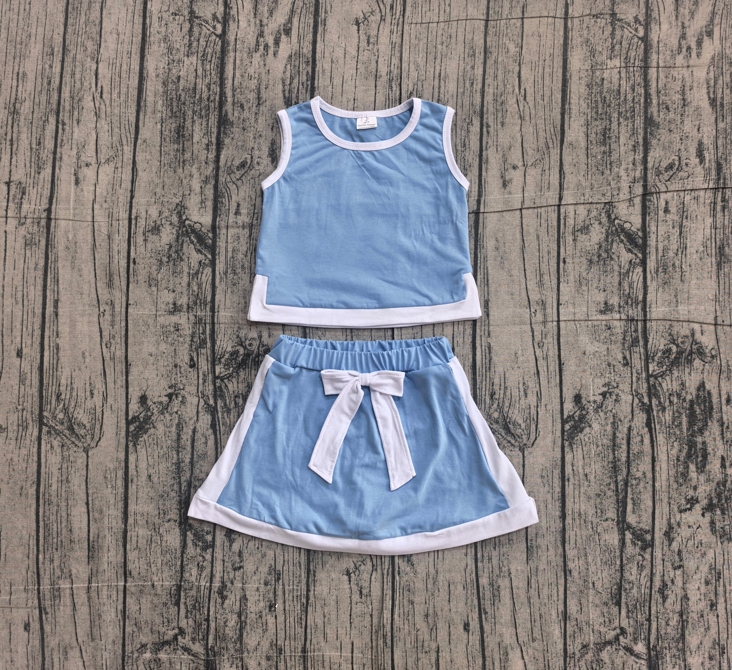 Blue tank top matching shorts girl summer outfit preorder