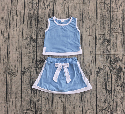 Blue tank top matching shorts girl summer outfit preorder