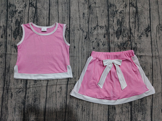 Pink tank top matching shorts girl summer outfit preorder