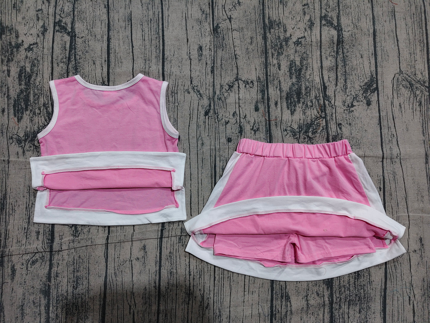 Pink tank top matching shorts girl summer outfit preorder