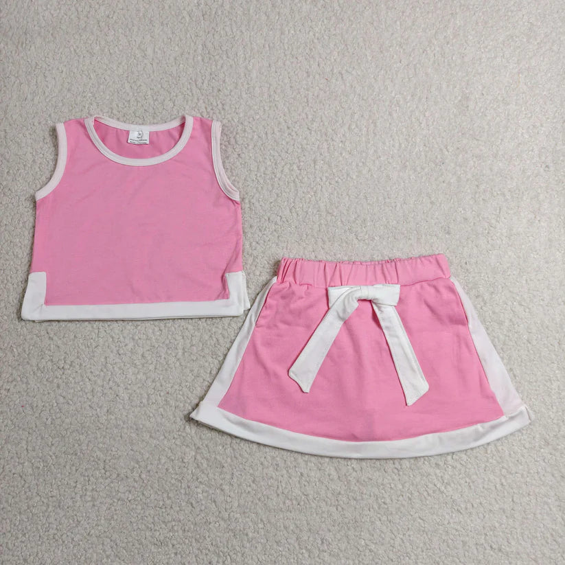 Pink tank top matching shorts girl summer outfit