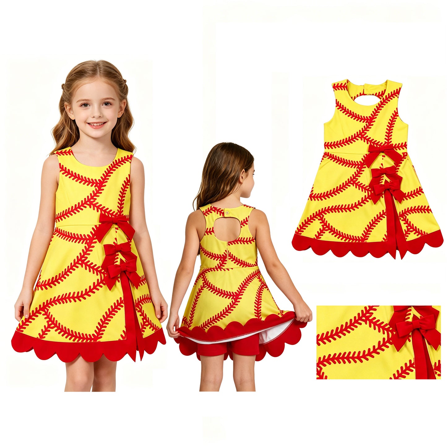 Softball design girls summer yoga dress