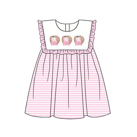 Baseball pink bow girls summer dress preorder