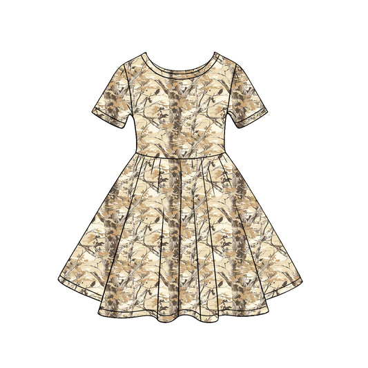 Camo print girls short sleeve summer dress preorder