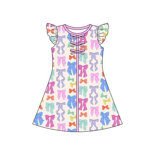 Colorful bow girls summer dress preorder