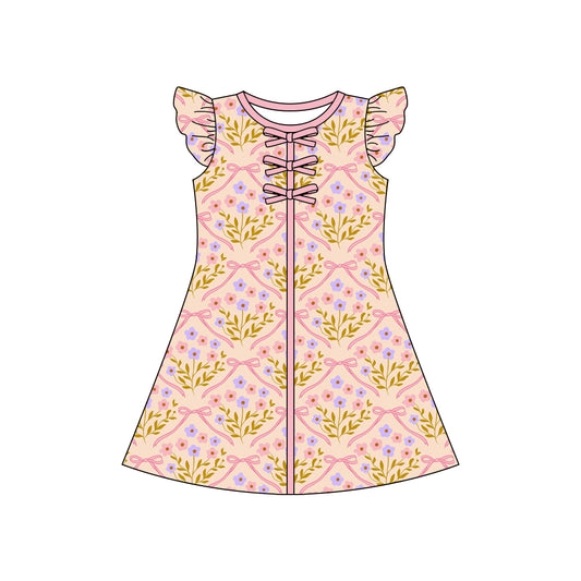 Pink lavender flowers girls summer dress preorder