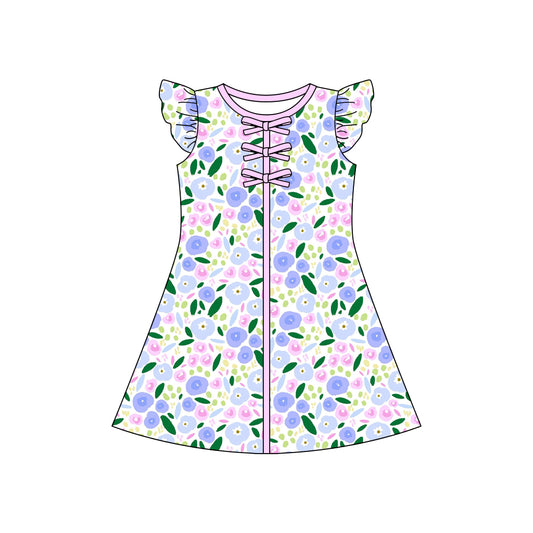 Pink lavender flowers girls summer dress preorder