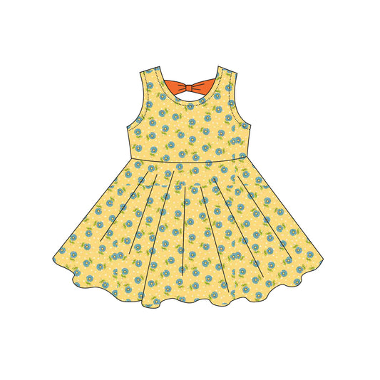Blue flowers girls summer dress preorder
