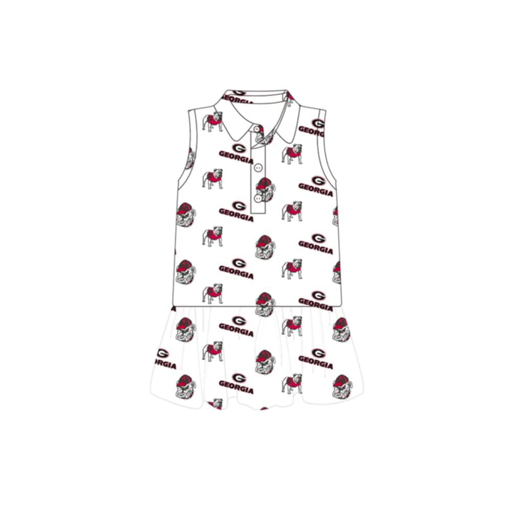 Dog team print girls summer dress preorder