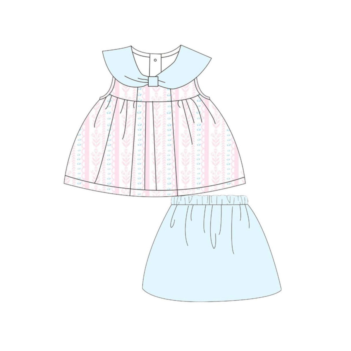 Pink flower top macthing skirt girls summer clothes preorder