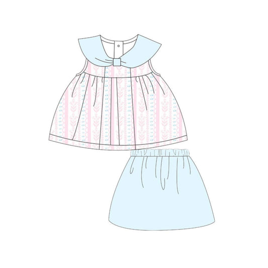 Pink flower top macthing skirt girls summer clothes preorder