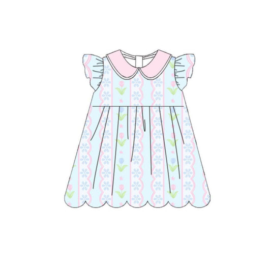 Blue flowers print girls summer dress preorder