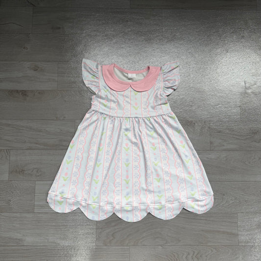 Blue flowers print girls summer dress preorder