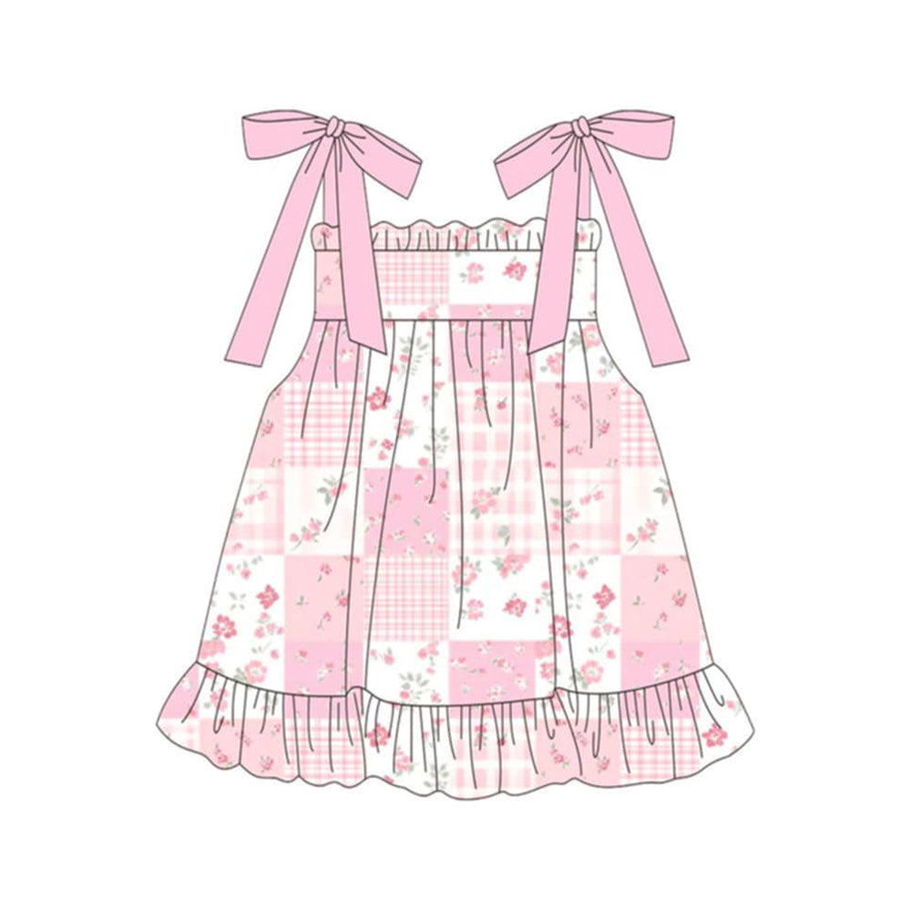 Pink flowers print girls summer dress preorder