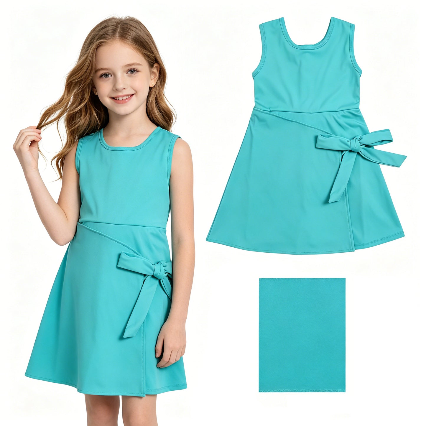 Toddle girls aqua color design summer yoga dress