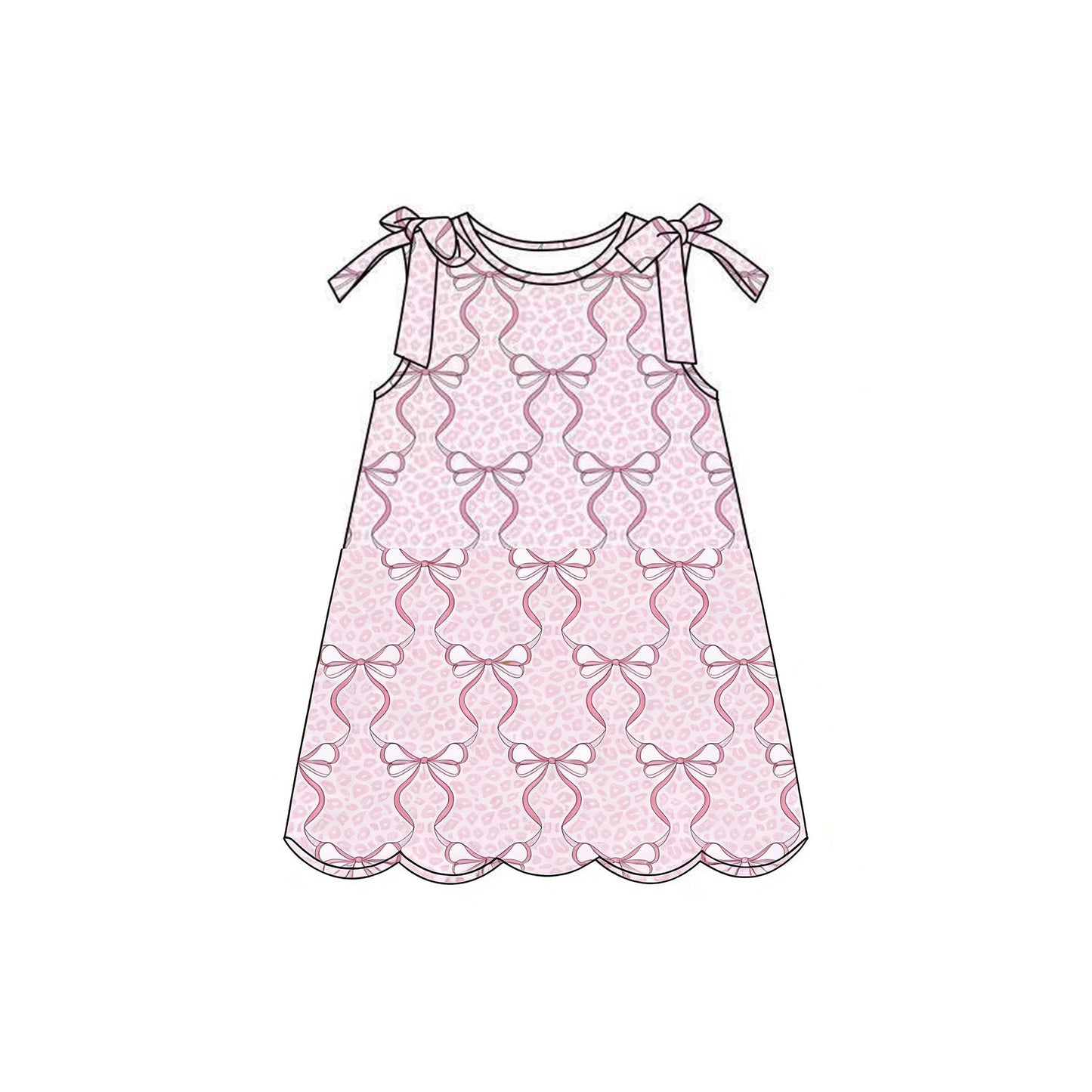 Pink bow leopard print girls summer dress preorder