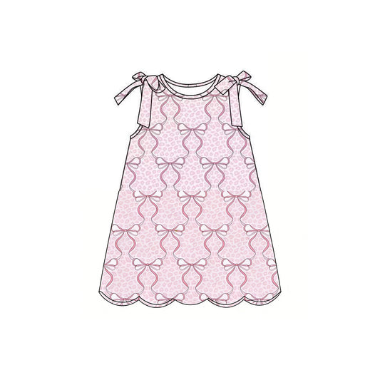 Pink bow leopard print girls summer dress preorder