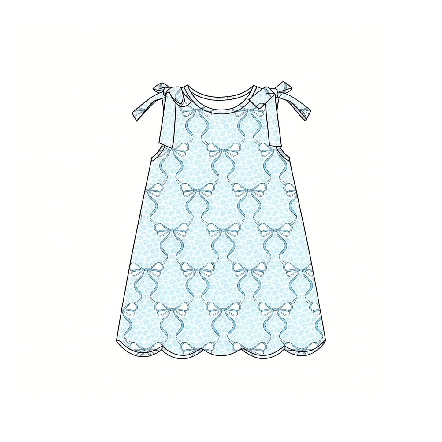 Blue bow leopard print girls summer dress preorder