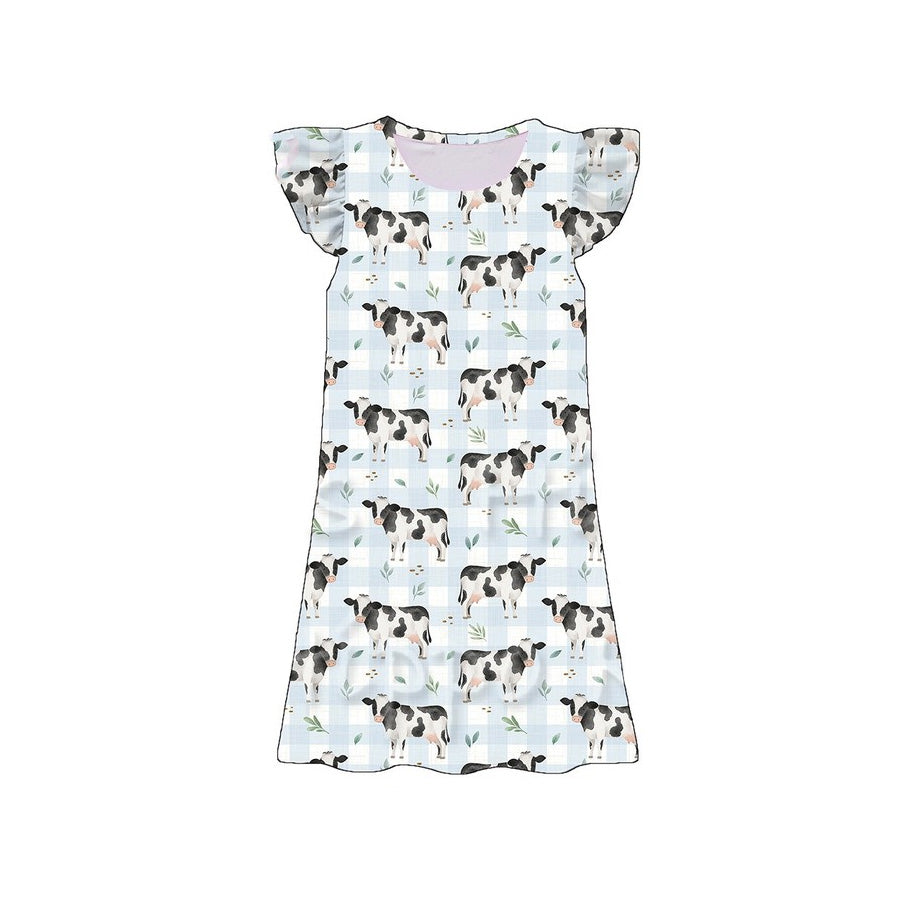 Farm cow print girls summer dress preorder