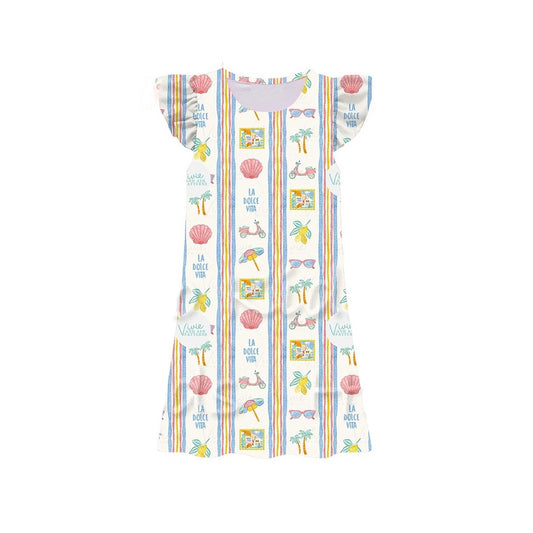 Beach print girls summer dress preorder