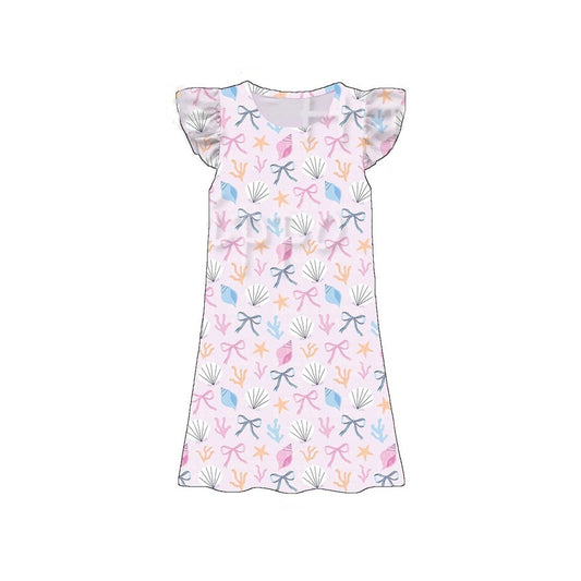 Sea shell print girls summer dress preorder