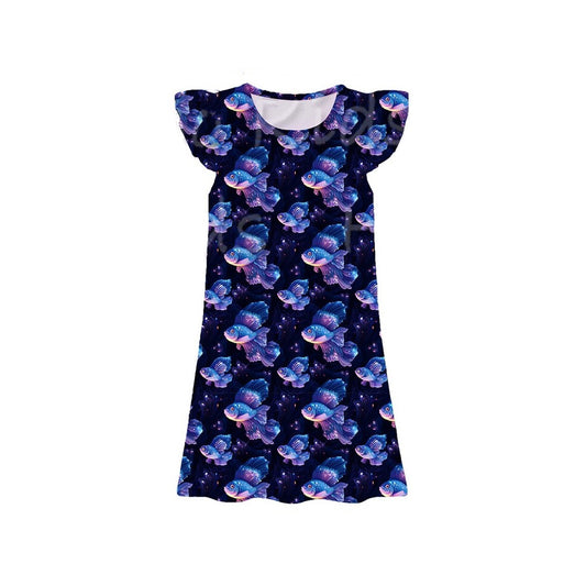 Fish print girls summer dress preorder