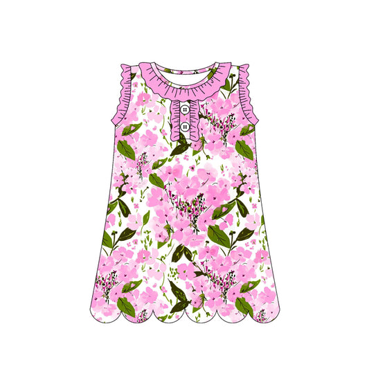 Pink flowers design girls summer dress preorder